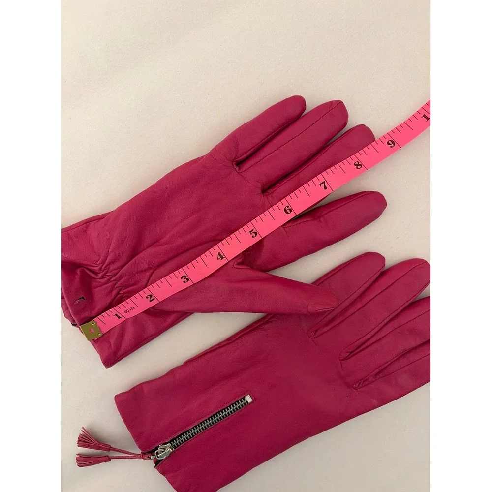 Merona Leather Gloves Women Small Pink Good Zipper Tassel Pig Suede Winter‎